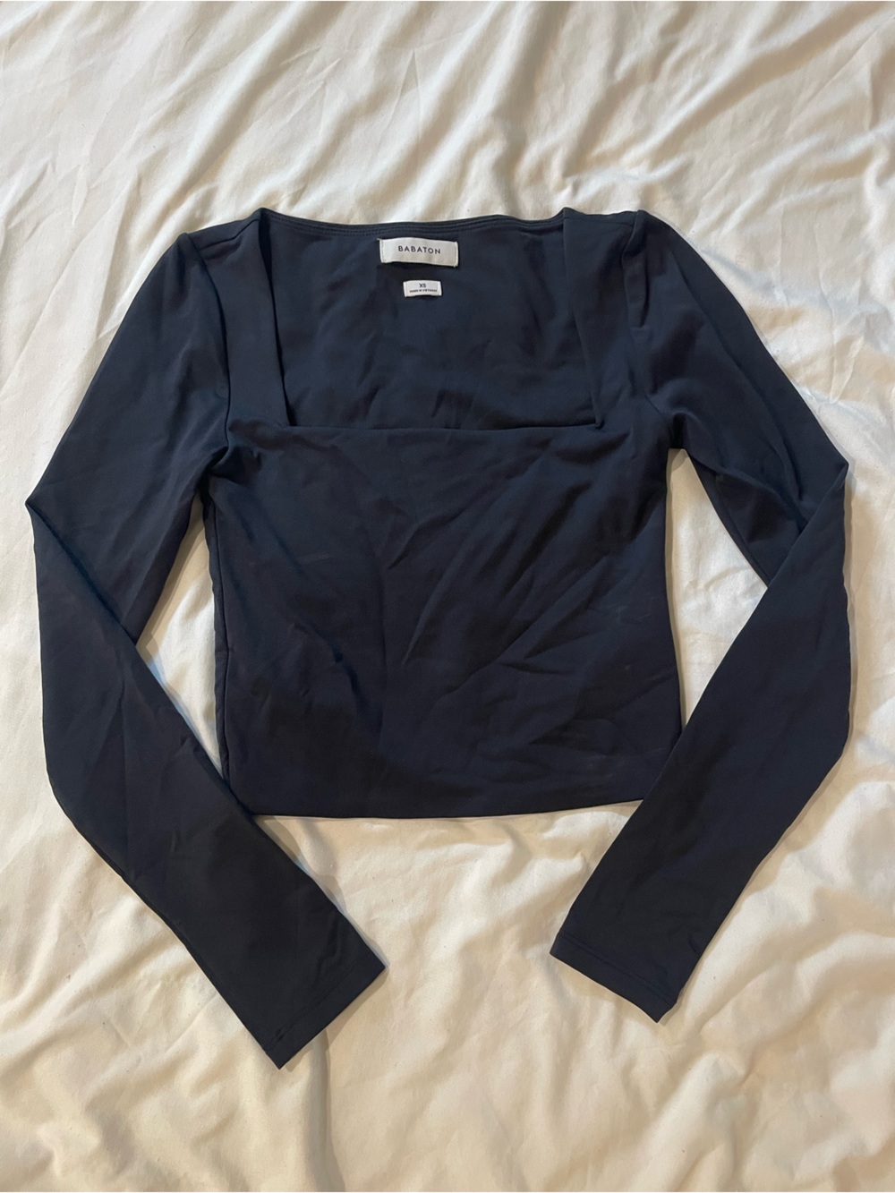 Aritzia Babaton Black Contour Long Sleeve Square Neck Top
